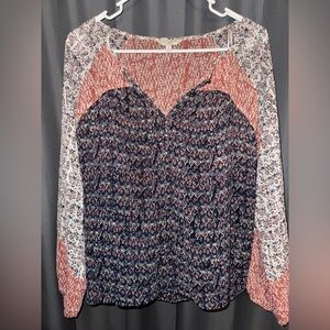Lucky Brand Boho Multicolor Patterned Blouse